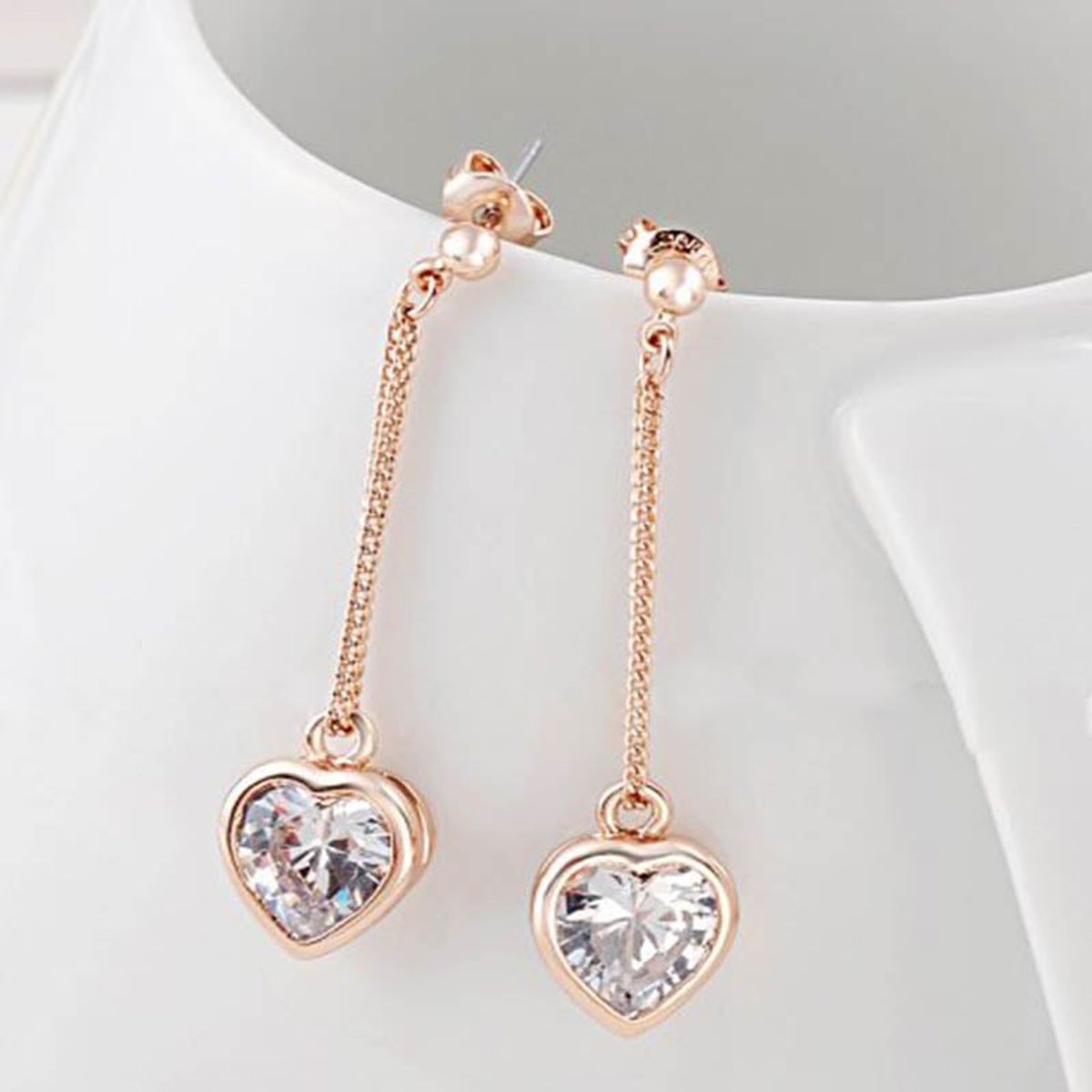 LA TIENDA 88 JOYAS Y ACCESORIOS - La Tienda 88 - Set Collar y Aretes Mujer Corazón Amor - Rosa