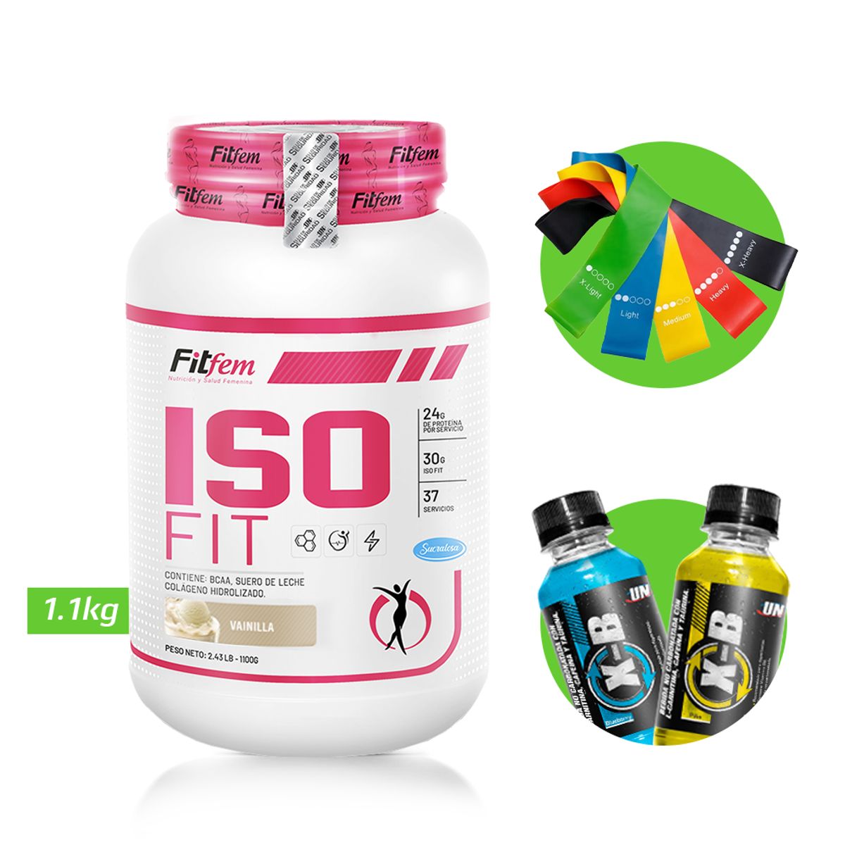 FITFEM - ISO FIT 1KG PROTEÍNA  AISLADA FITFEM Vainilla + REGALOS