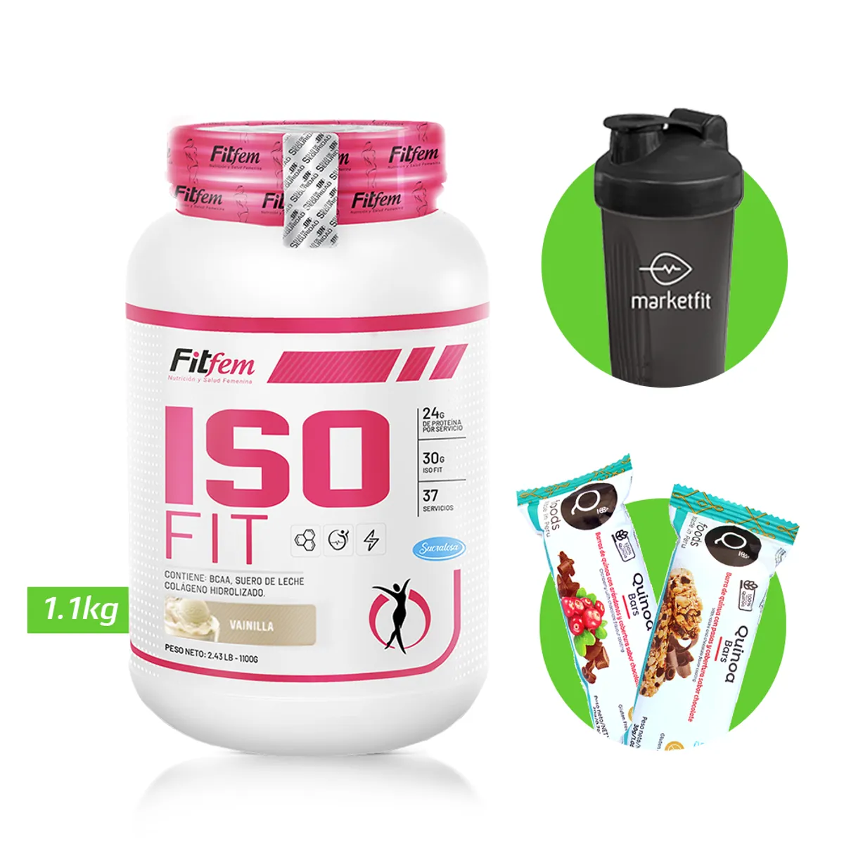 FITFEM - ISO FIT 1KG PROTEÍNA  AISLADA FITFEM Vainilla + REGALOS