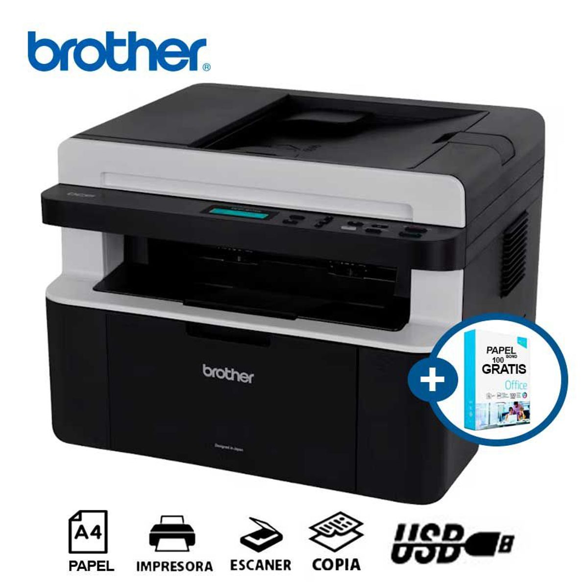 BROTHER - Impresora BROTHER DCP-1602 Láser Multifuncional Monocromatico BN