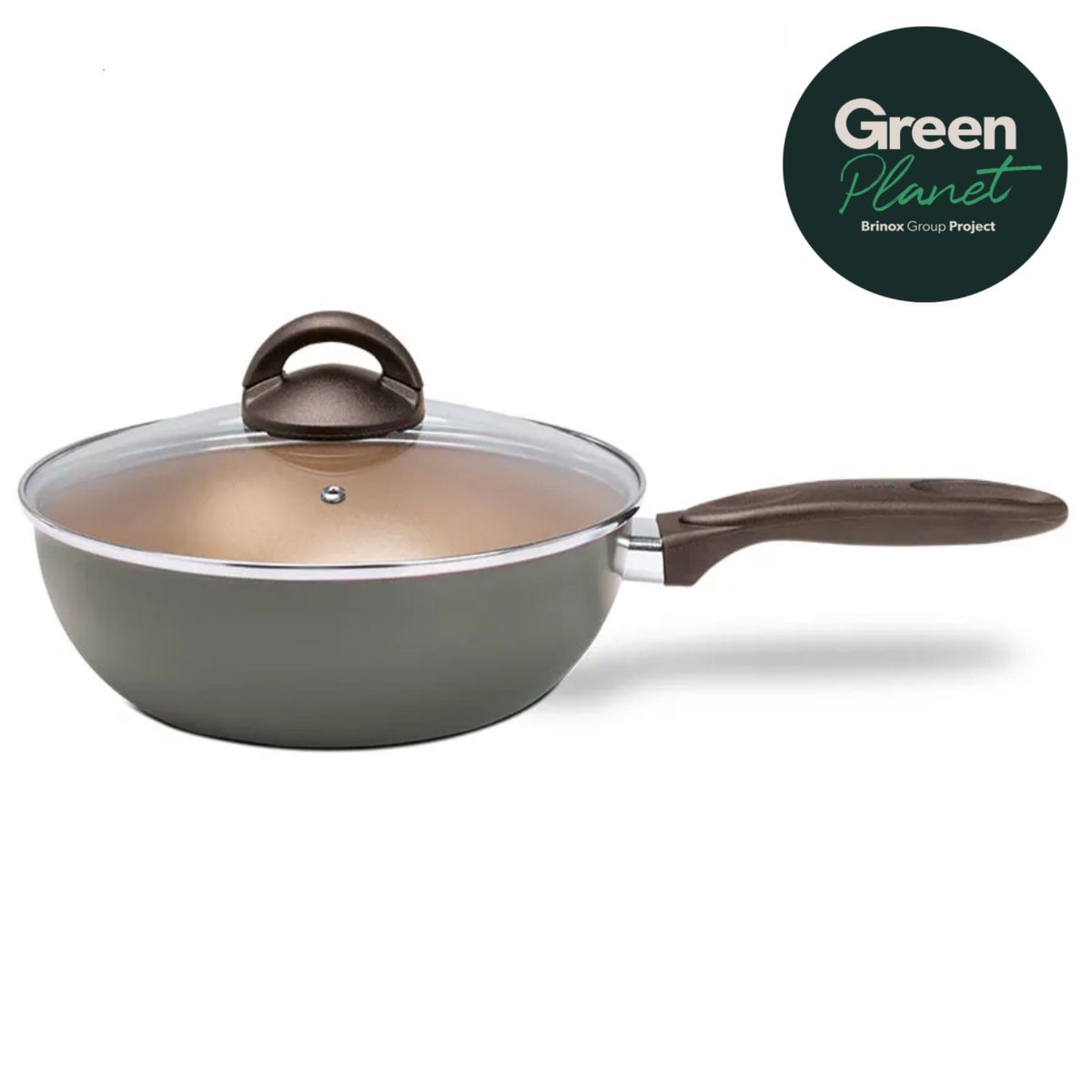 BRINOX - Wok Con Tapa 24 cm 2.3L Brinox Naturall Verde GreenPlanet
