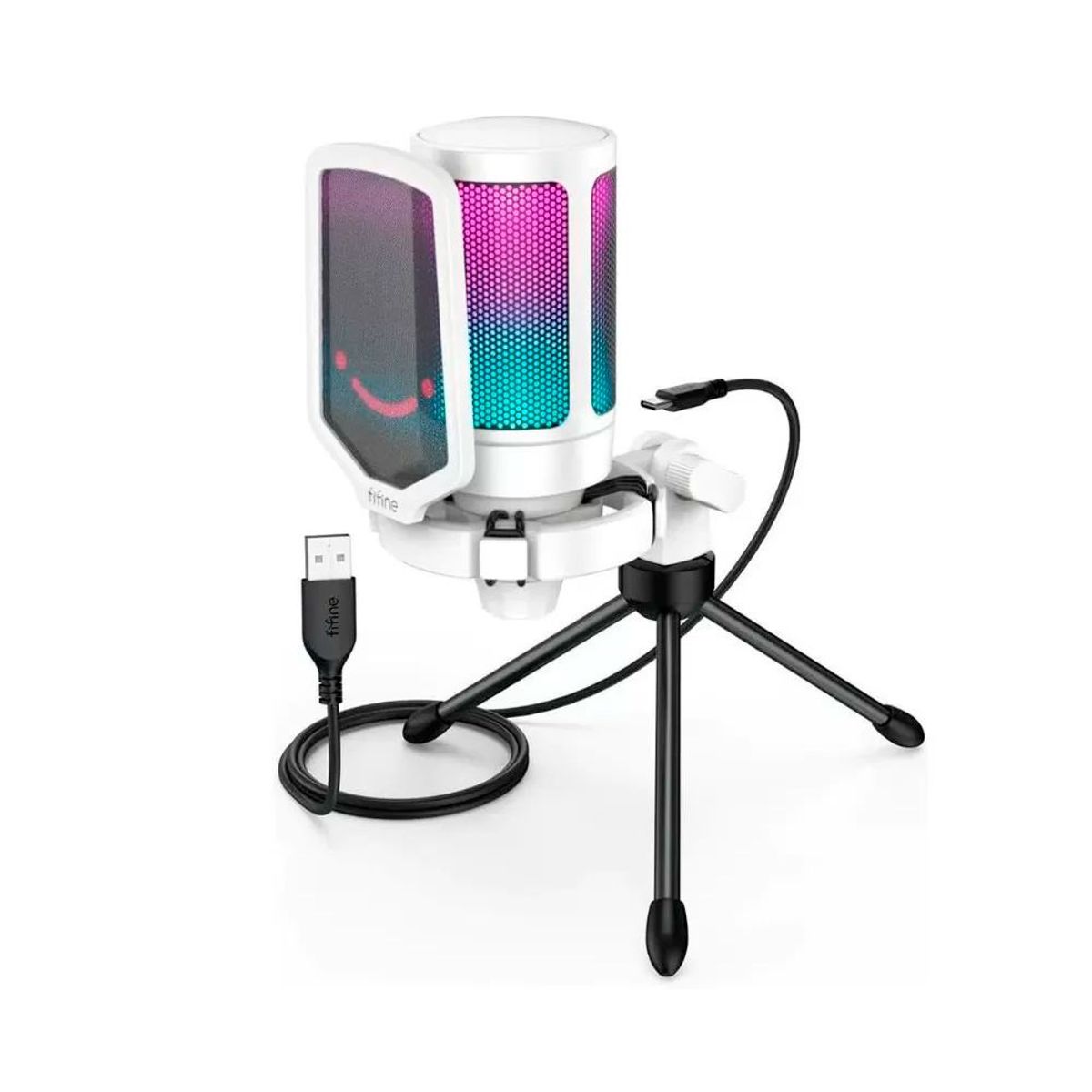 FIFINE - Micrófono FIFINE A6V RGB Condensador - Blanco
