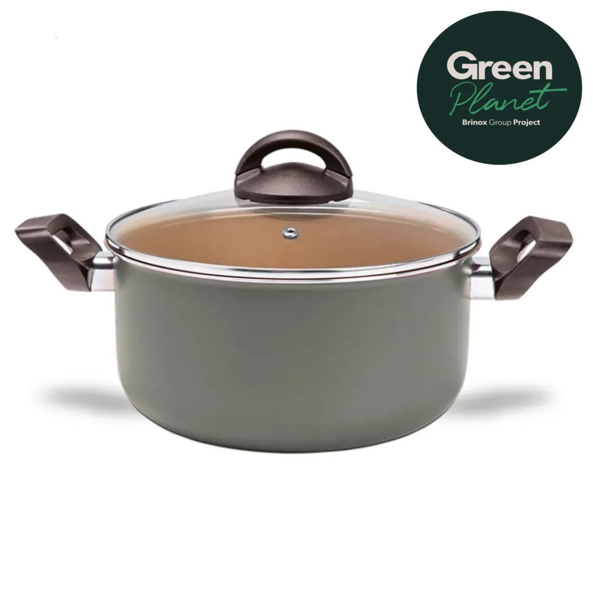 BRINOX - Cacerola Con Tapa 22cm 3.7L Brinox Naturall Verde GreenPlanet