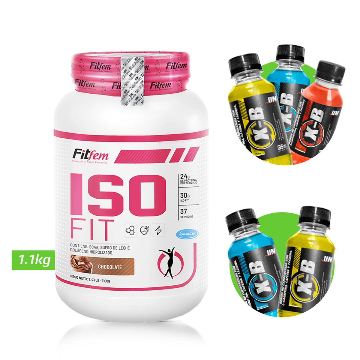 FITFEM - ISO FIT 1KG PROTEÍNA  AISLADA FITFEM Chocolate + REGALOS