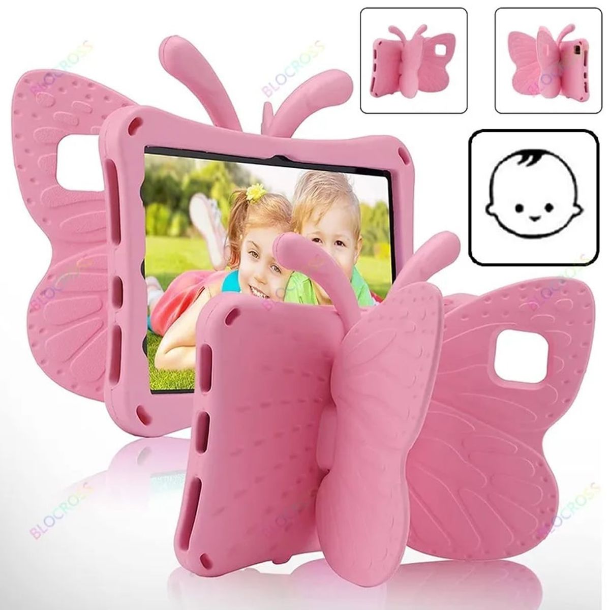 GENERICO - Funda para Lenovo Tab M10 HD 2da Gen 101 de Goma Mariposa Rosada