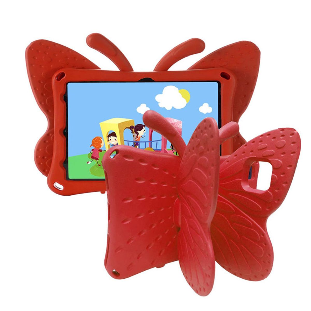 GENERICO - Funda para Tablets Tab 10 de Goma Mariposa Roja Resistente