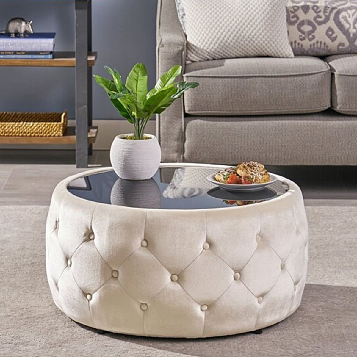 HOME PREMIUM - Mesa de Centro Capitone Lucy  Beige