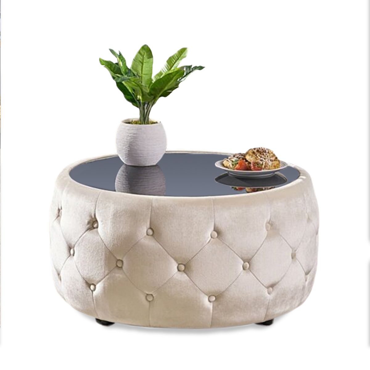 HOME PREMIUM - Mesa de Centro Capitone Lucy  Beige