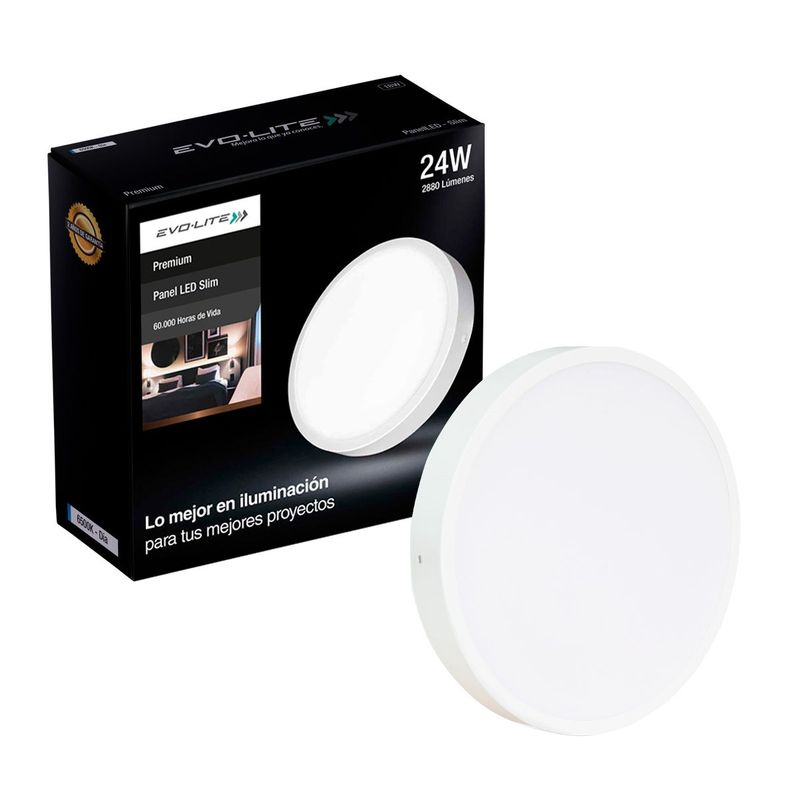 EVOLITE - Plafon led panel slim 4 24w redondo sobreponer Luz día