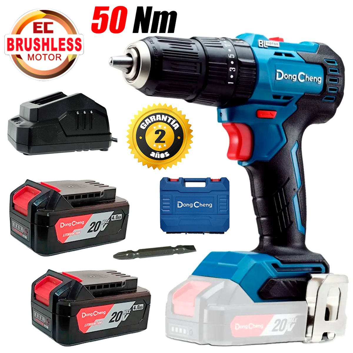 DONGCHENG - Taladro Atornillador Percutor ½ DCJZ2050iEM 20V 50Nm Brushless