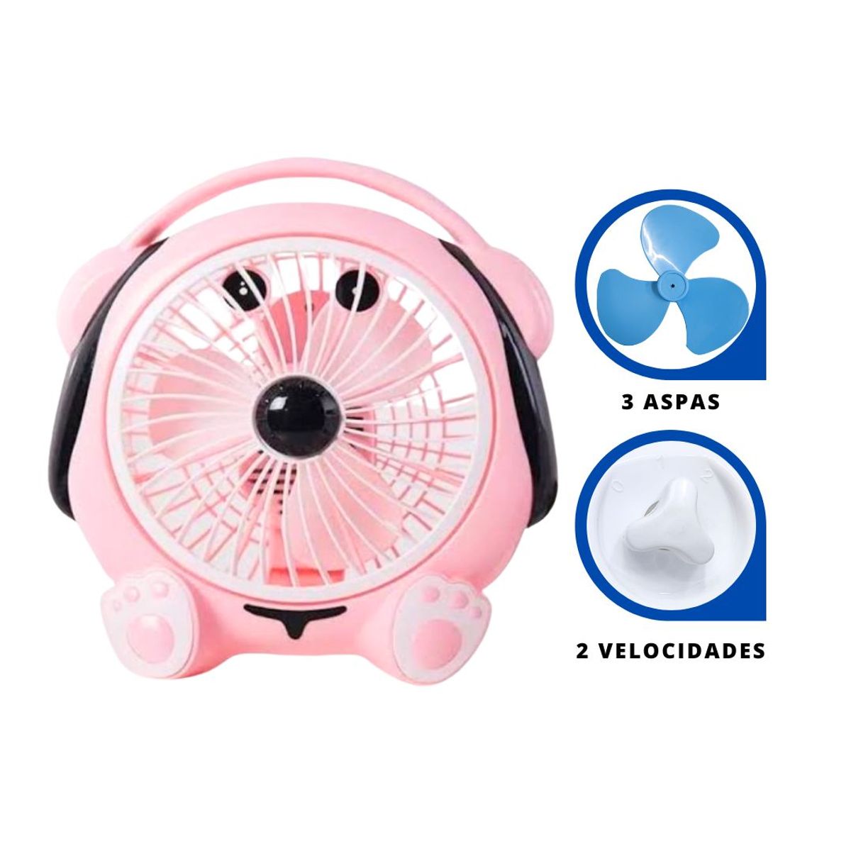 GENERICO - Ventilador Kawai 2 Velocidades Audifono Rosa