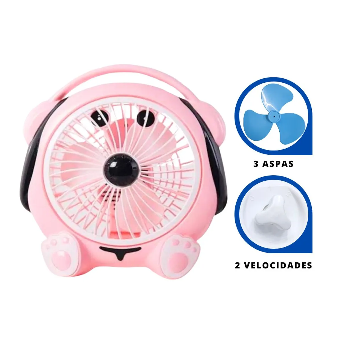 GENERICO - Ventilador Kawai 2 Velocidades Audifono Rosa