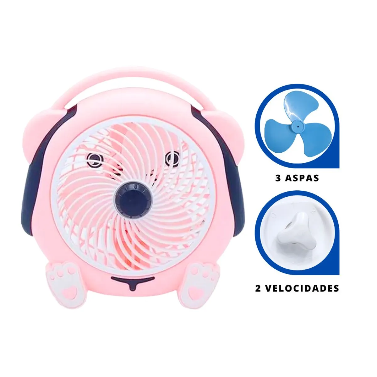 GENERICO - Ventilador Kawai 2 Velocidades Audifono Rosa