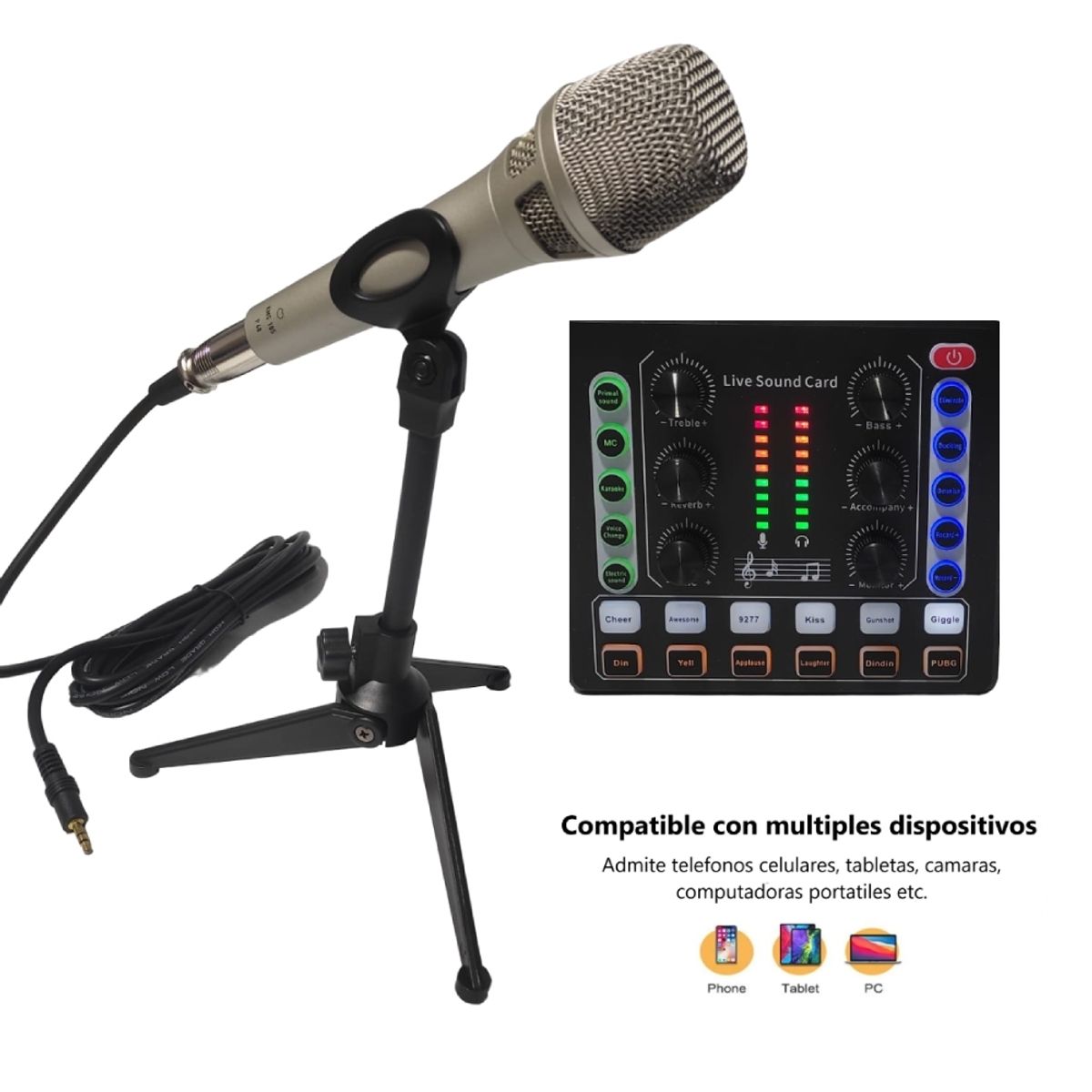 GENERICO - Microfono Condensador para Android Laptop Pc Tarjeta V8 Profesional