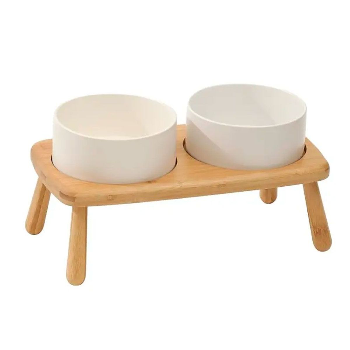 QUE PATAS PET SHOP - Comedero Elevado de Cerámica Blanco