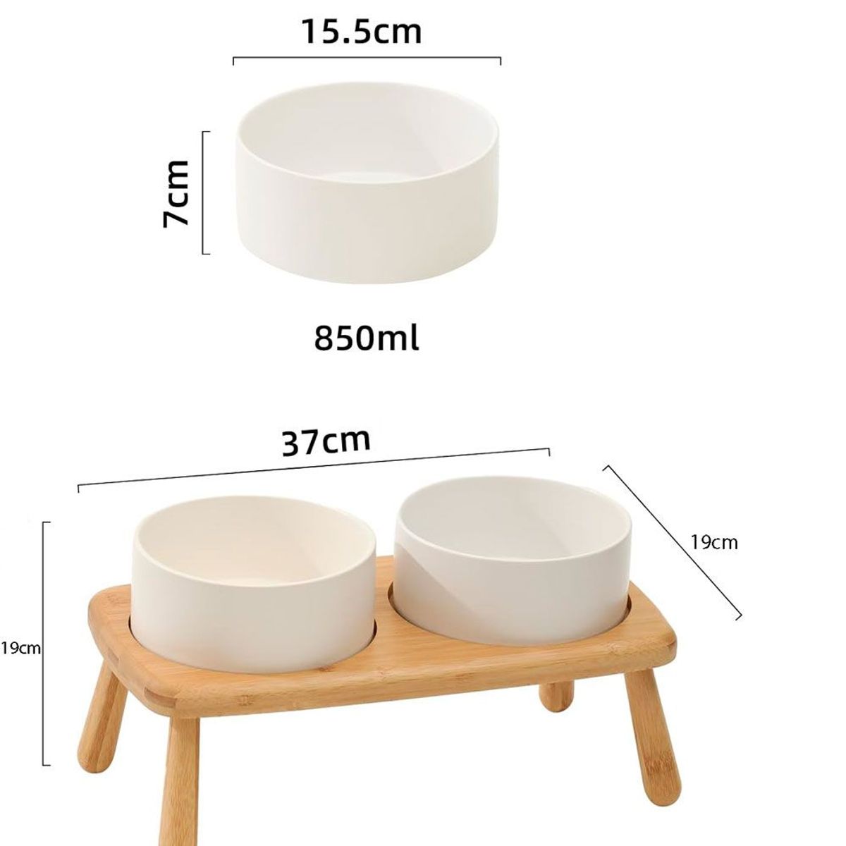 QUE PATAS PET SHOP - Comedero Elevado de Cerámica Blanco