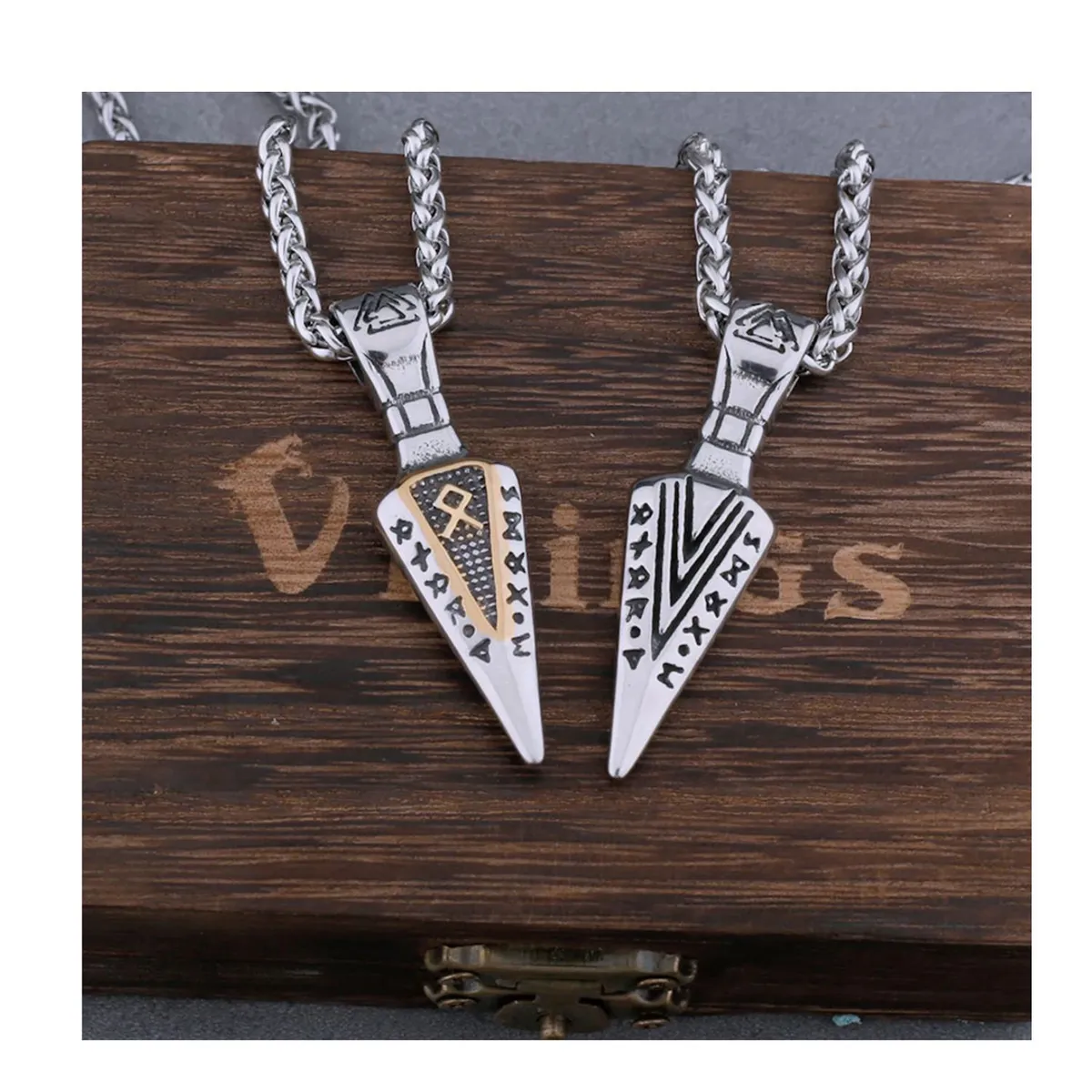 GENERICO - Collar para Hombre Guerrero Nórdico Vikingo - Acero Inoxidable 316L