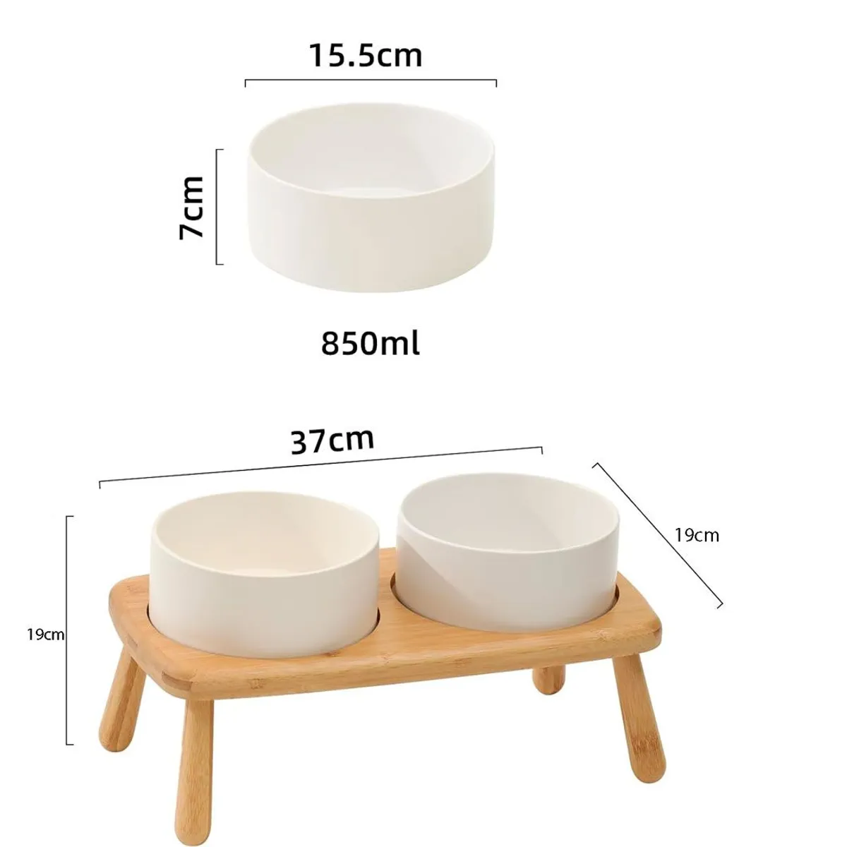 QUE PATAS PET SHOP - Comedero Elevado de Cerámica Gris