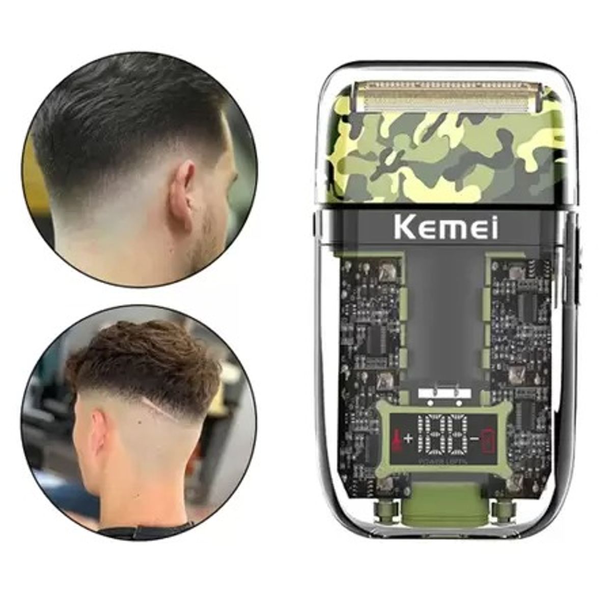 OEM - Kemei KM-TX7 Afeitadora Rasuradora de Bigote Barba Verde Militar