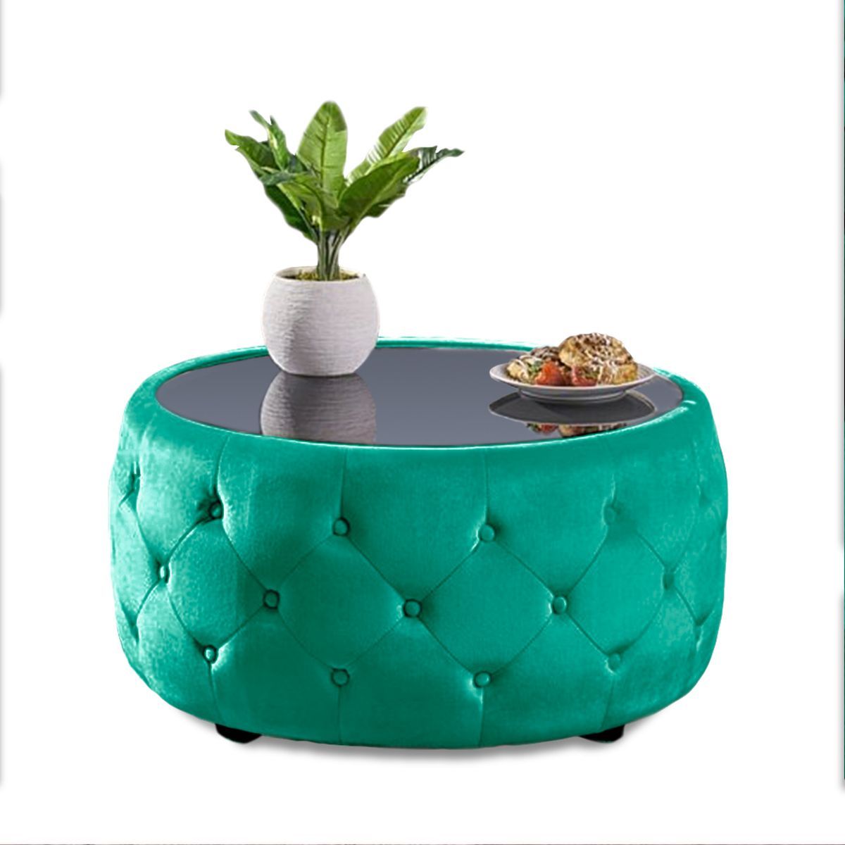 HOME PREMIUM - Mesa de Centro Capitone Lucy Turquesa