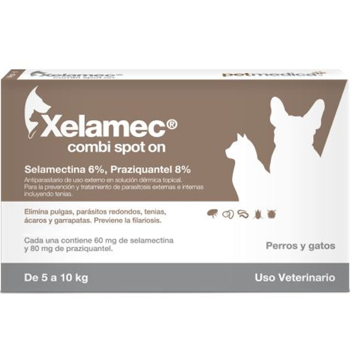 AGROVET - XELAMEC COMBI SPOT ON 10 ML - PERROS Y GATOS  DE 5 A 10 KG