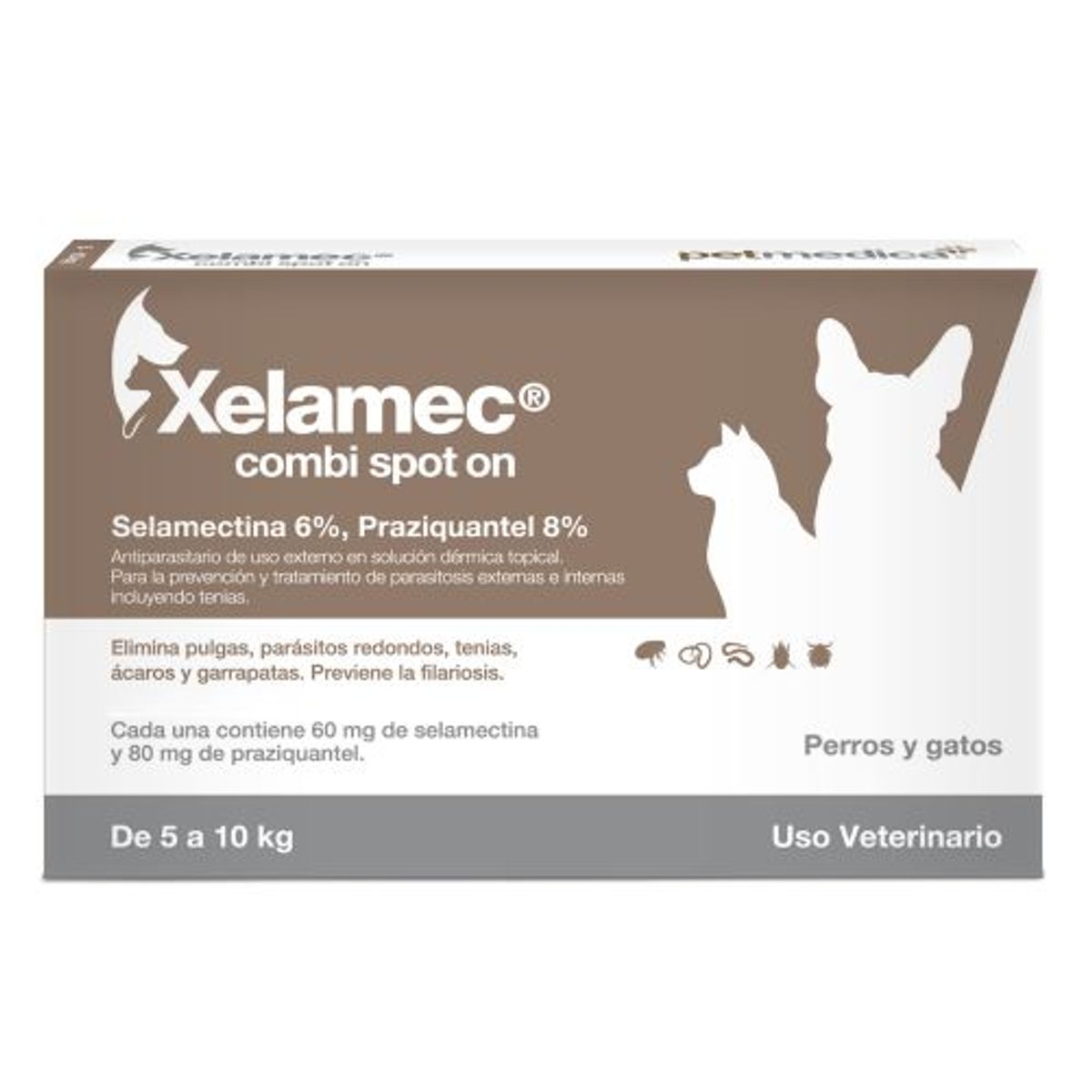 AGROVET - XELAMEC COMBI SPOT ON 10 ML - PERROS Y GATOS  DE 5 A 10 KG