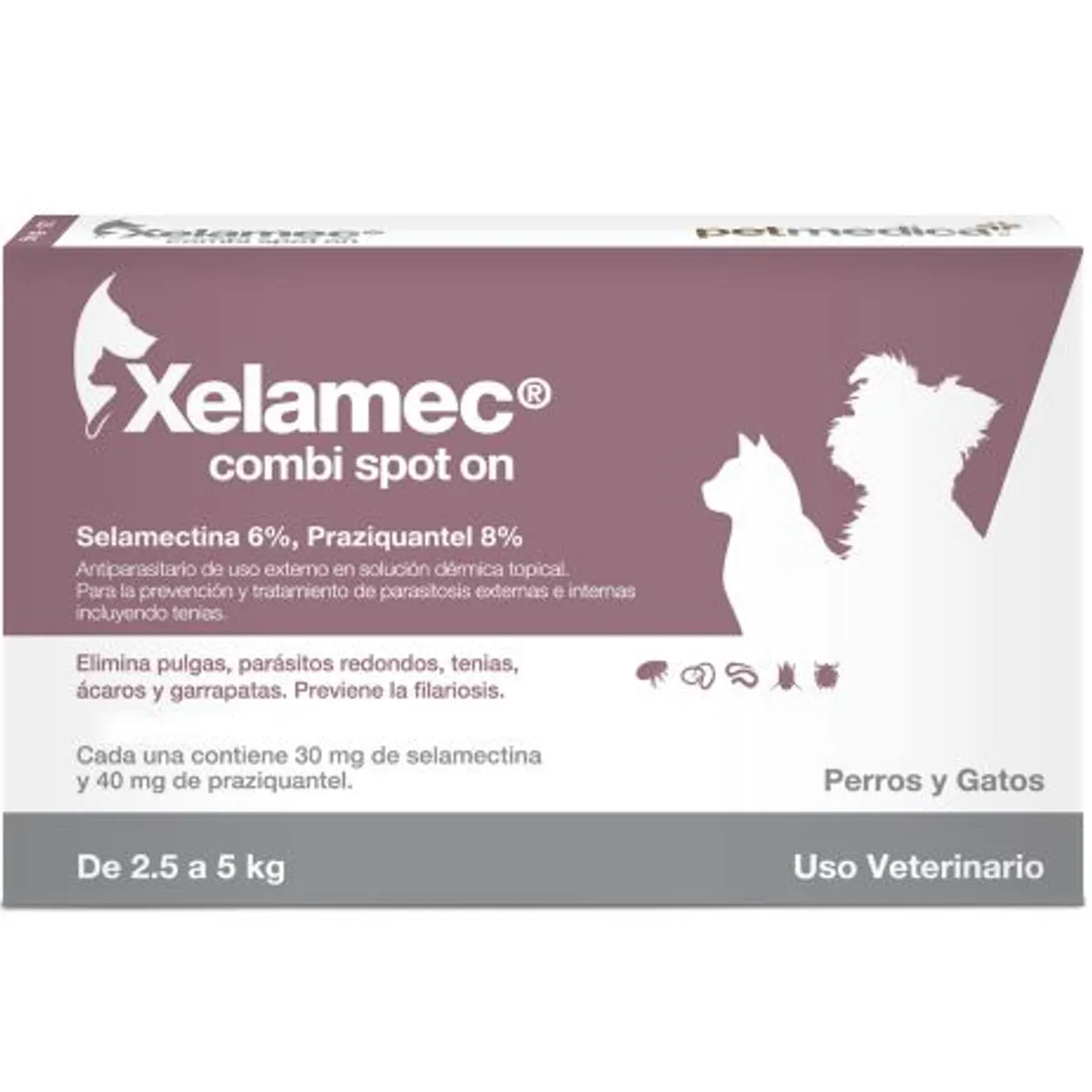 AGROVET - XELAMEC COMBI SPOT ON 05 ML-PERROS Y GATOS DE 2.5 A 5 KG