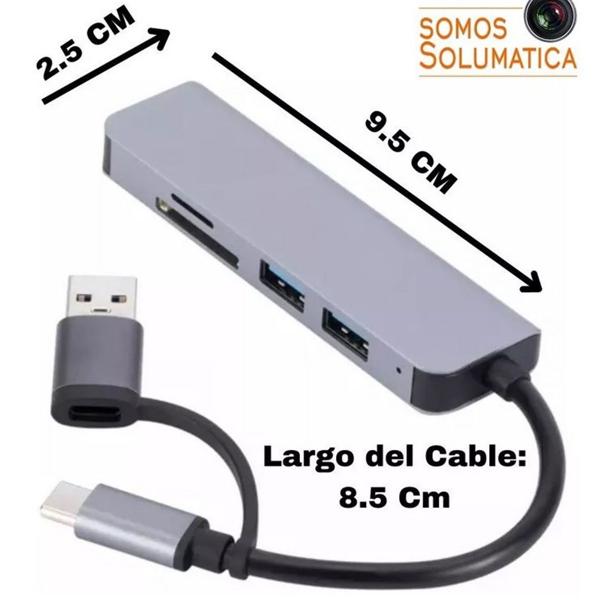 SEISA - Hub Tipo C y USB 5en1 - SD y microSD - Para Macbook y Windows - Seisa