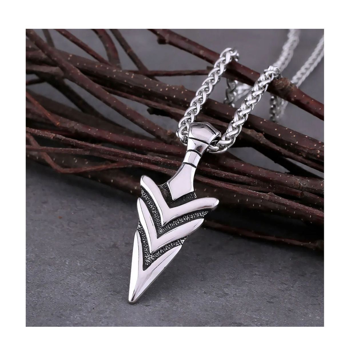 GENERICO - Collar de Hombre de Lanza de Guerrero Espartano -Acero Inoxidable 316
