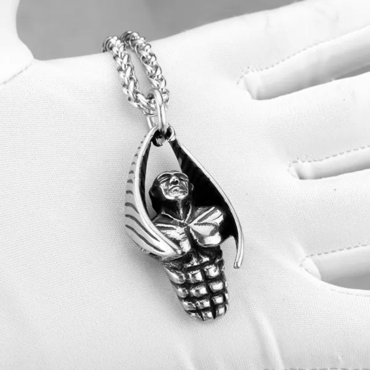 GENERICO - Collar de Hombre de Calavera Mosculoso - Acero Inoxidable 316L