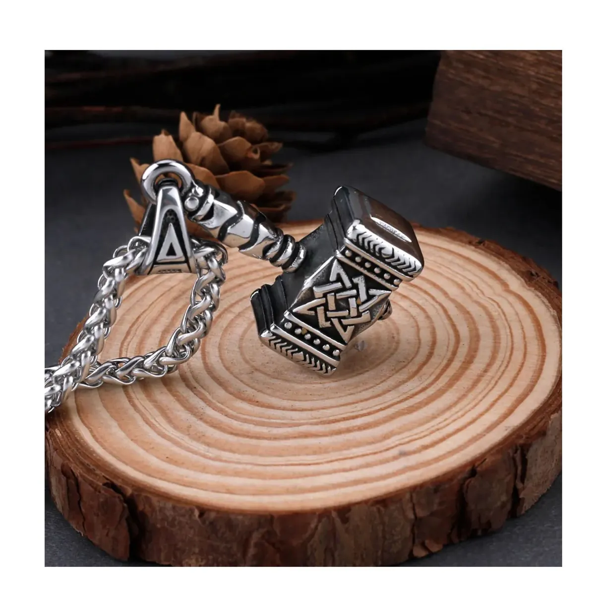 GENERICO - Collar para Hombre Martillo de Thor Estrella - Acero Inoxidable 316L