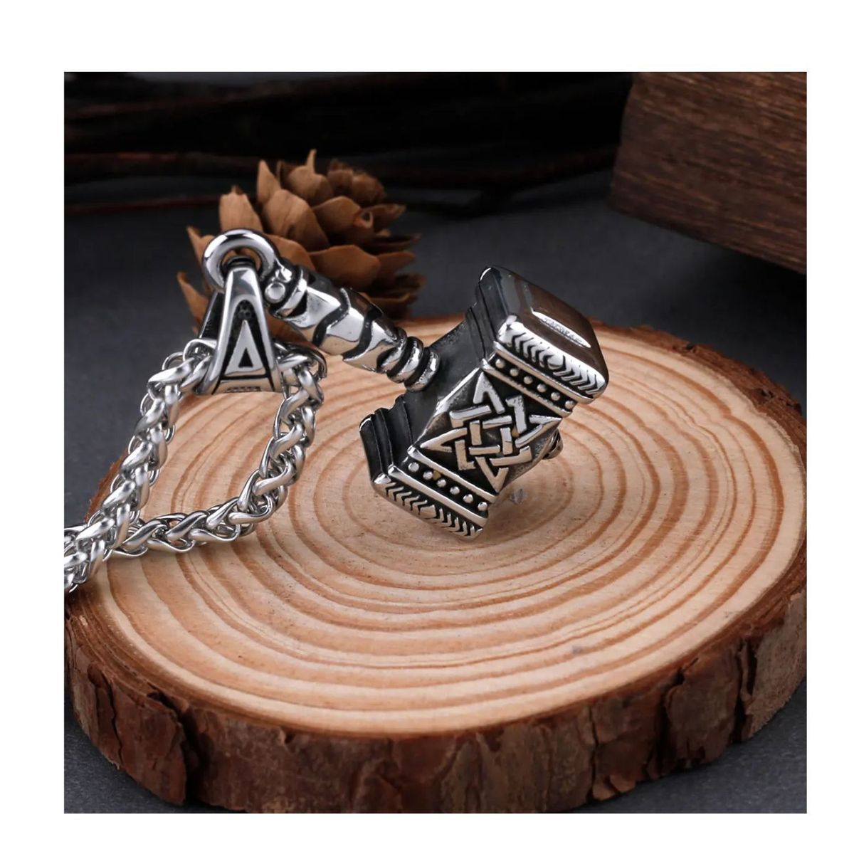 GENERICO - Collar para Hombre Martillo de Thor Estrella - Acero Inoxidable 316L