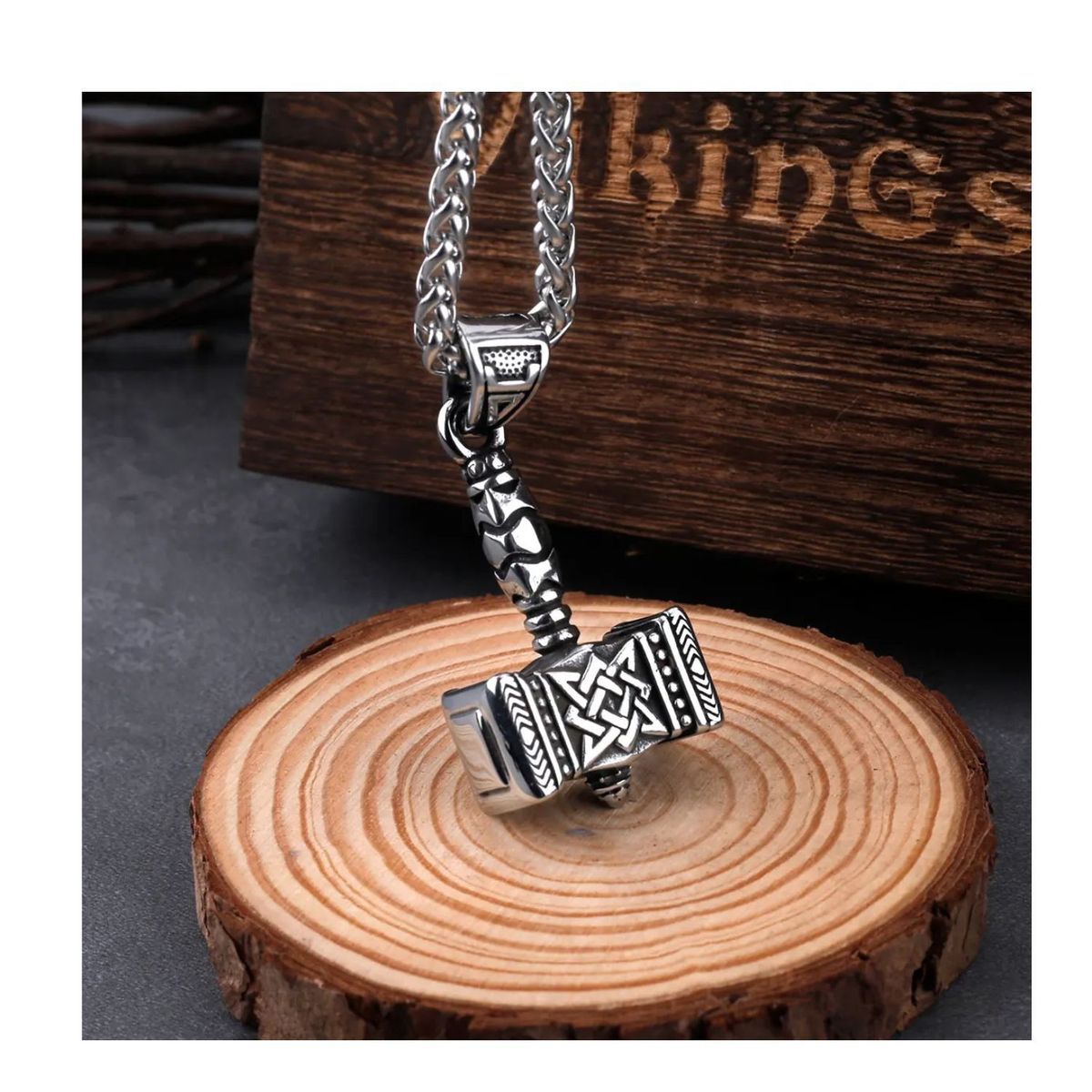 GENERICO - Collar para Hombre Martillo de Thor Estrella - Acero Inoxidable 316L