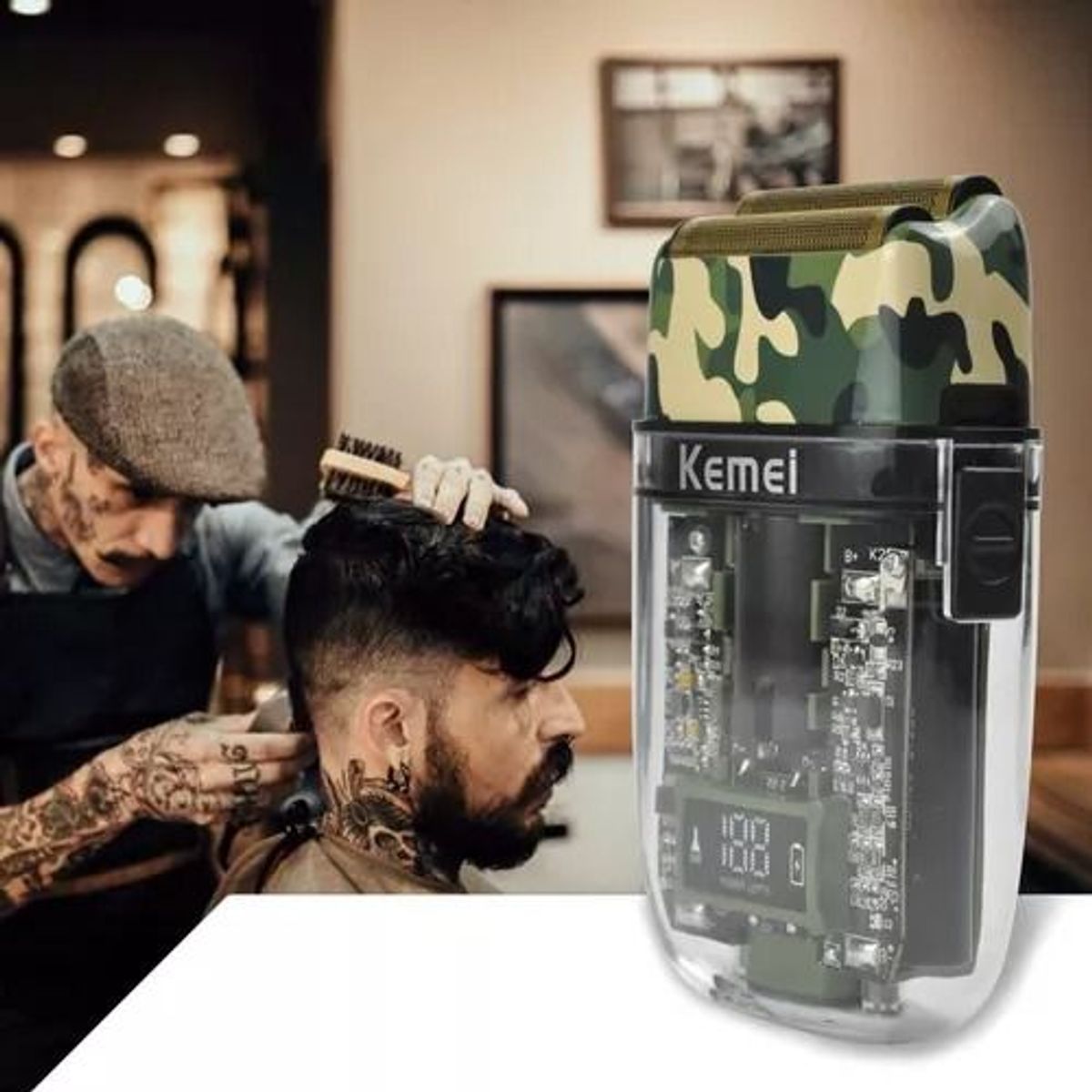 OEM - Afeitadora eléctrica kemei km-TX7 verde militar