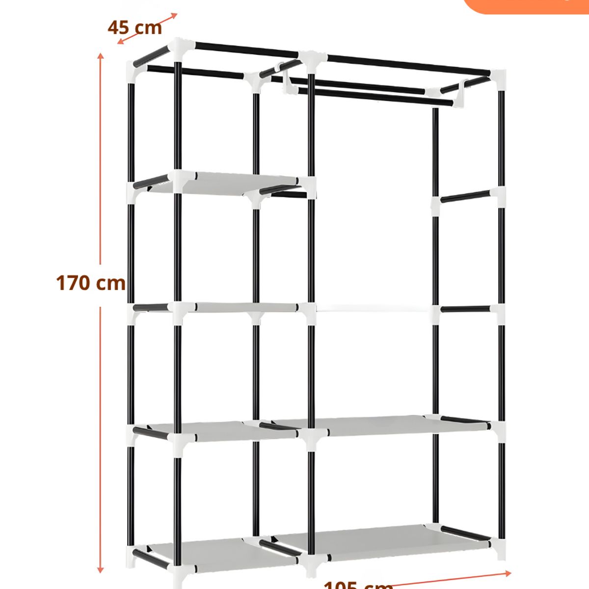 GENERICO - ROPERO ARMABLE DE 2 CUERPOS TELA COLOR MARRON
