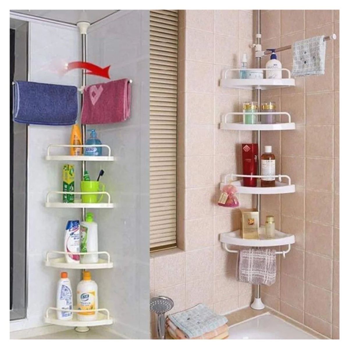 GENERICO - Organizador Esquinero de Baño Multifuncional 4 Pisos hasta 3,20M