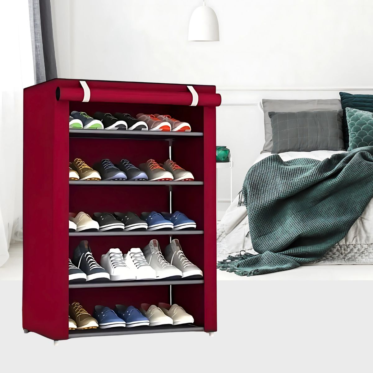 HELLO - ZAPATERO DE  5 PISOS  COLOR VINO