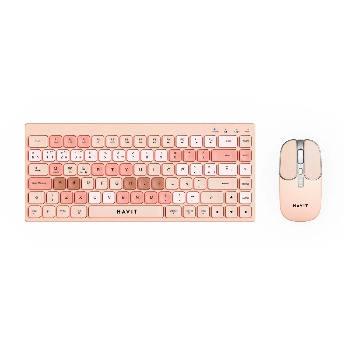 HAVIT - KIT MOUSE Y TECLADO ROSADO INALAMBRICO CON BLUETOOTH KB831WB-SP HAVIT