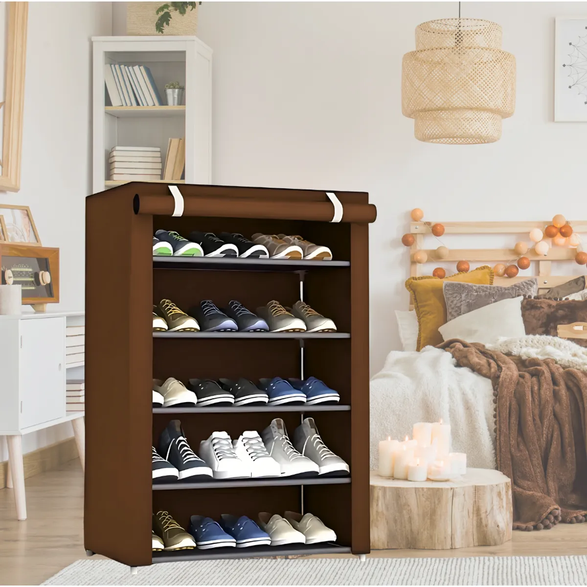 HELLO - ZAPATERO DE  5 PISOS COLOR MARRON