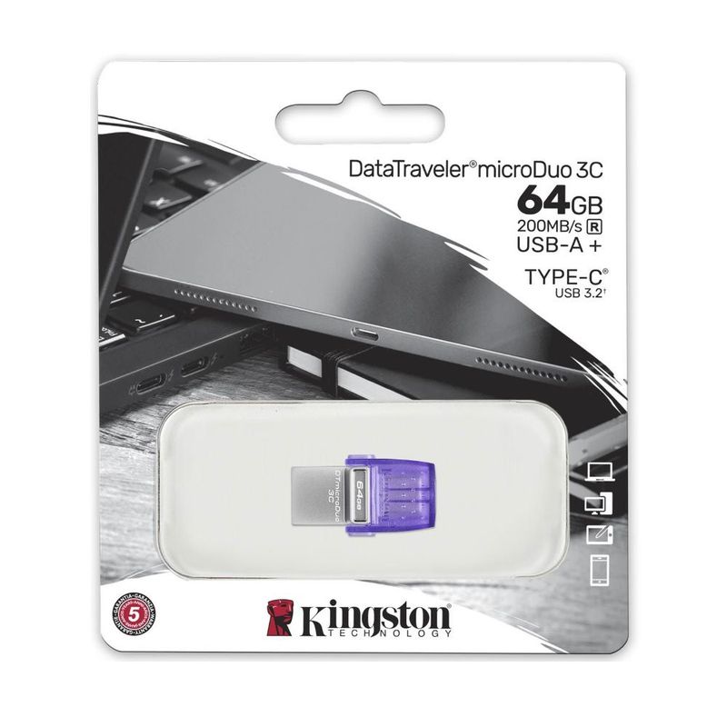 KINGSTON - Memoria USB Kingston DataTraveler microDuo 3C 64GB USB 3.2