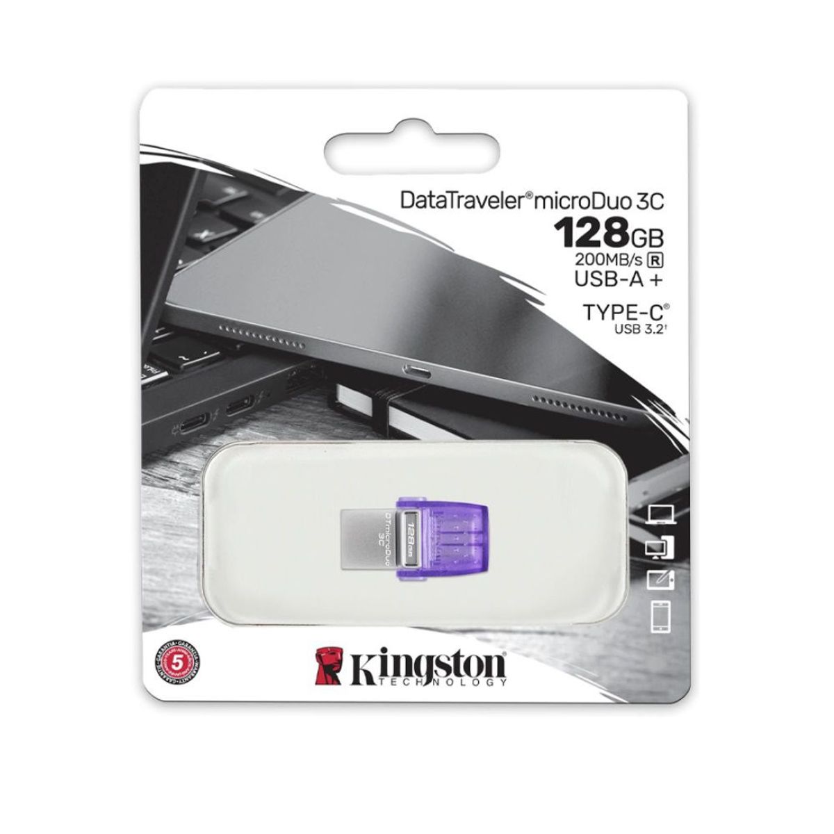 KINGSTON - Memoria USB Kingston DataTraveler microDuo 3C 128GB USB 3.2