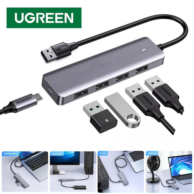UGREEN - USB 3.0 Hub 4 Puertos 4 en 4 USB 3.0 UGREEN carga usb 5 Gbps