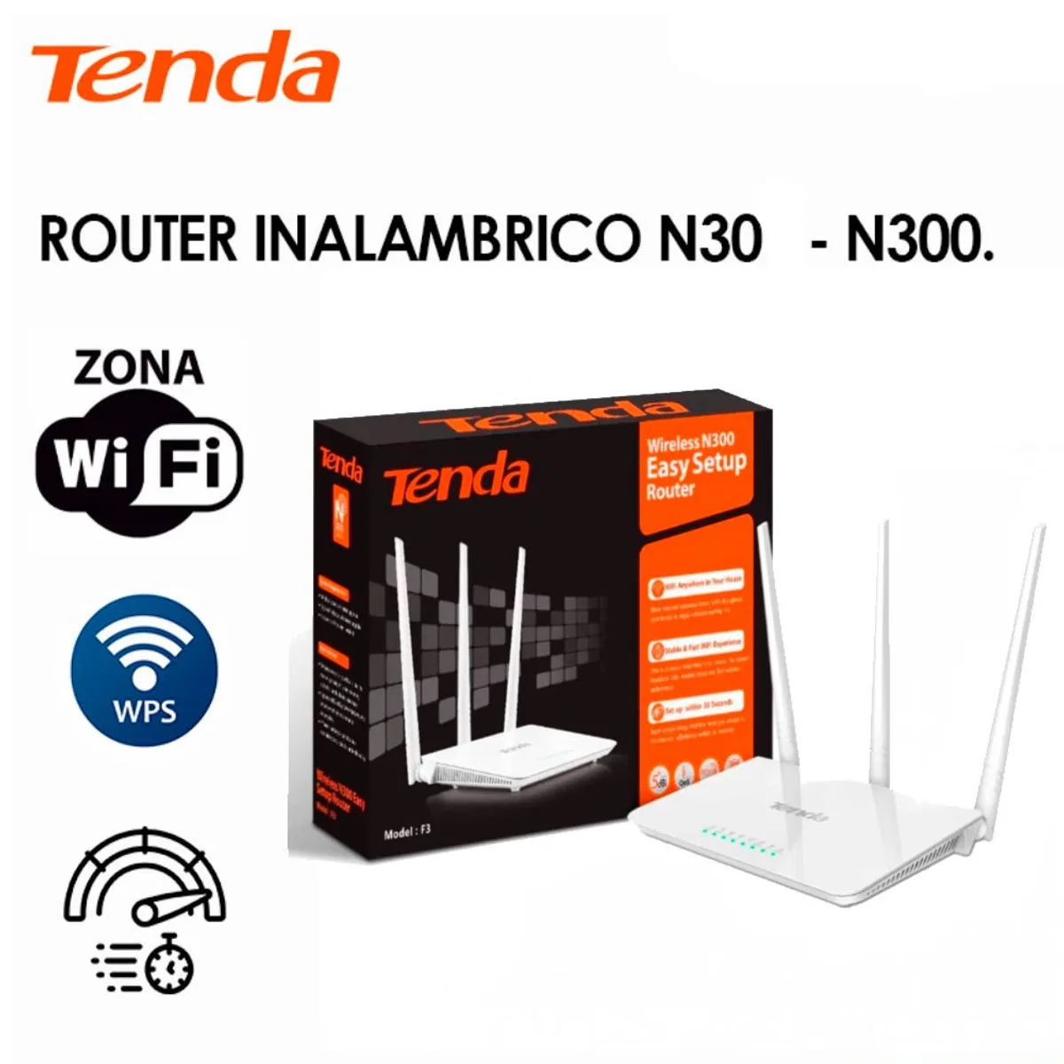 TENDA - ROUTER INALÁMBRICO TENDA N 300MBPS F3 4 puertos LAN 10/100Mbps