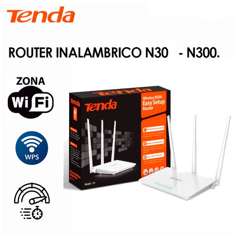 TENDA - ROUTER INALÁMBRICO TENDA N 300MBPS F3 4 puertos LAN 10/100Mbps