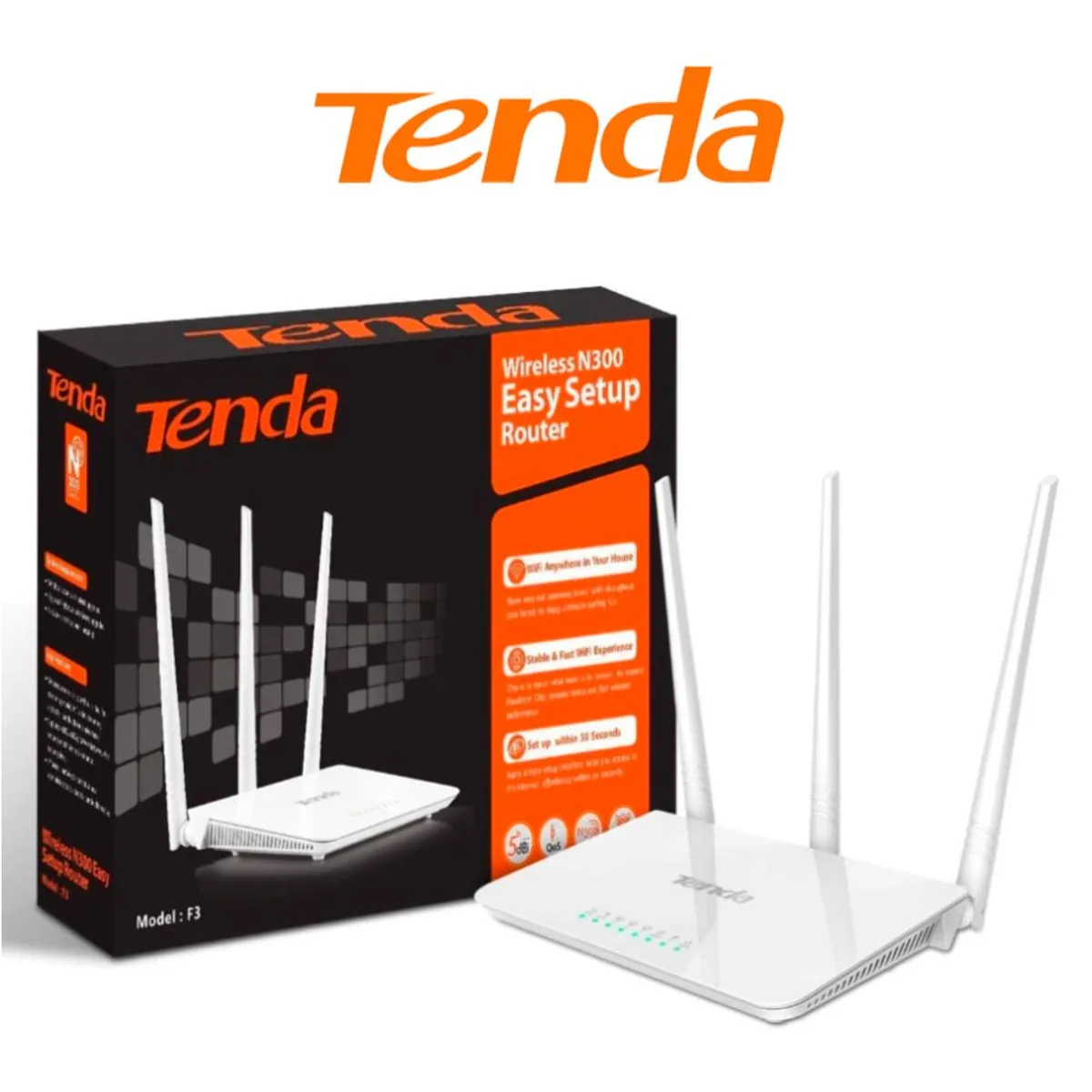 TENDA - ROUTER INALÁMBRICO TENDA N 300MBPS F3 4 puertos LAN 10/100Mbps