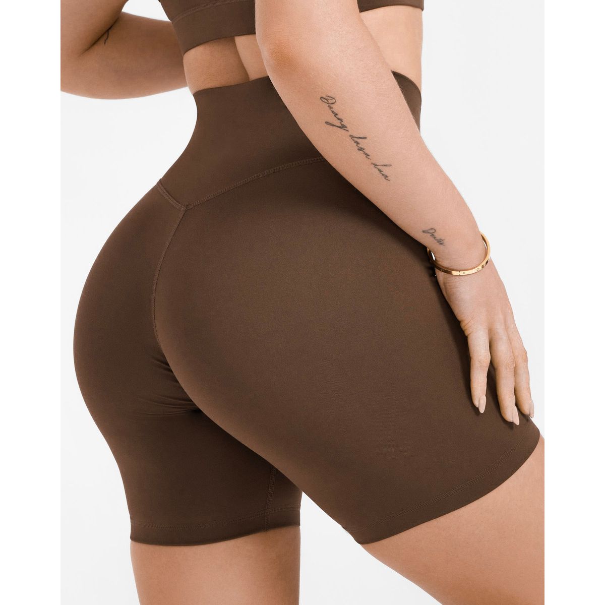 GENERICO - Short Deportivo Marron Corto corte en V - Short Push-Up de Lycra