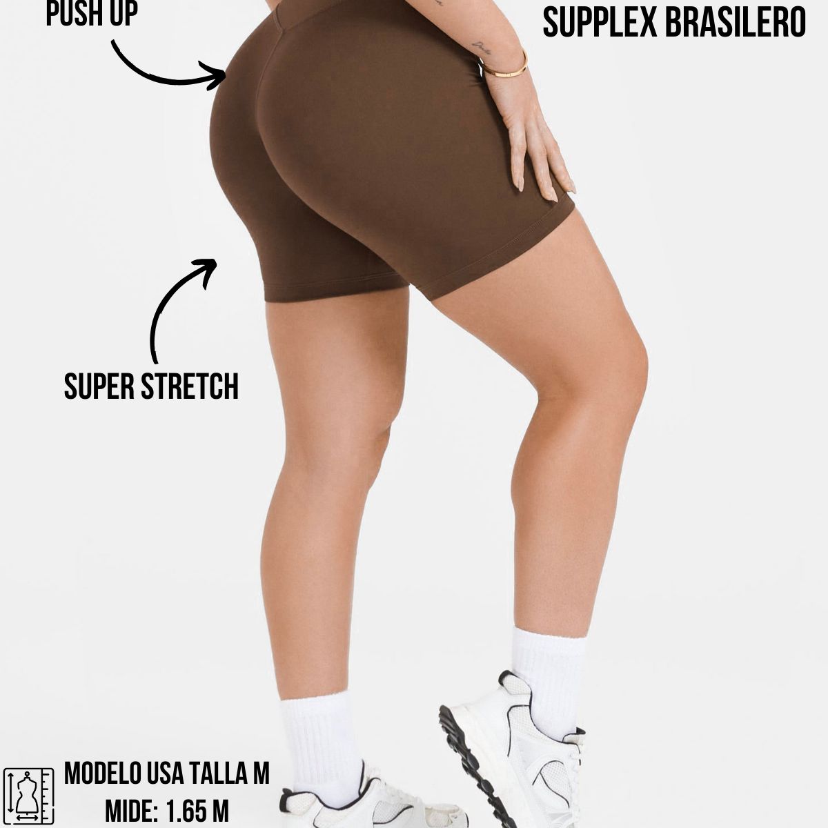 GENERICO - Short Deportivo Marron Corto corte en V - Short Push-Up de Lycra