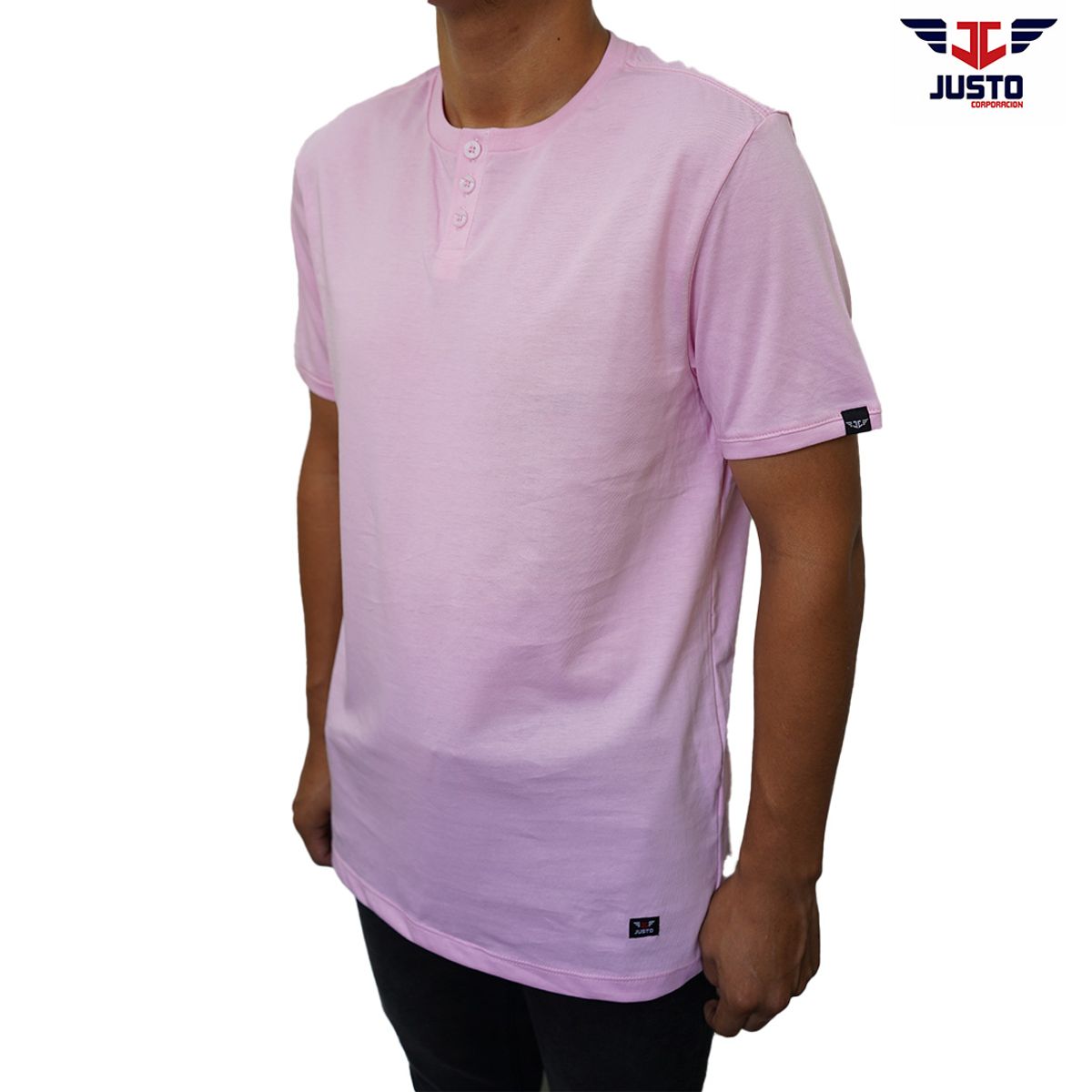 JUSTO - POLO PARA HOMBRE ROSADO HENLEY BOTONES