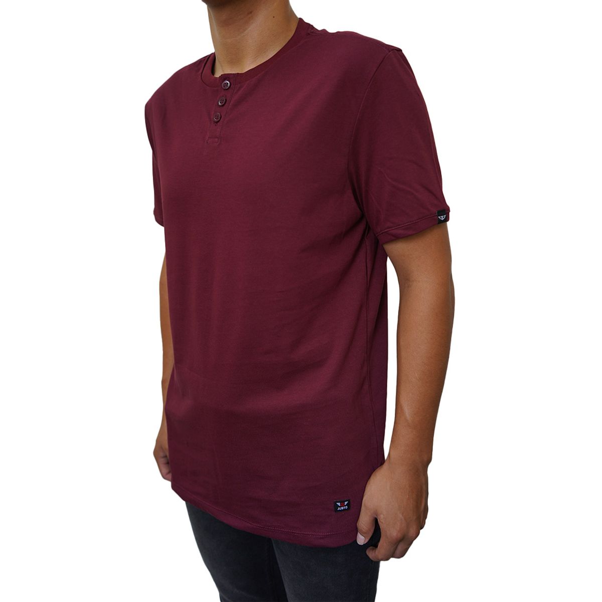 JUSTO - POLO PARA HOMBRE GUINDA HENLEY BOTONES