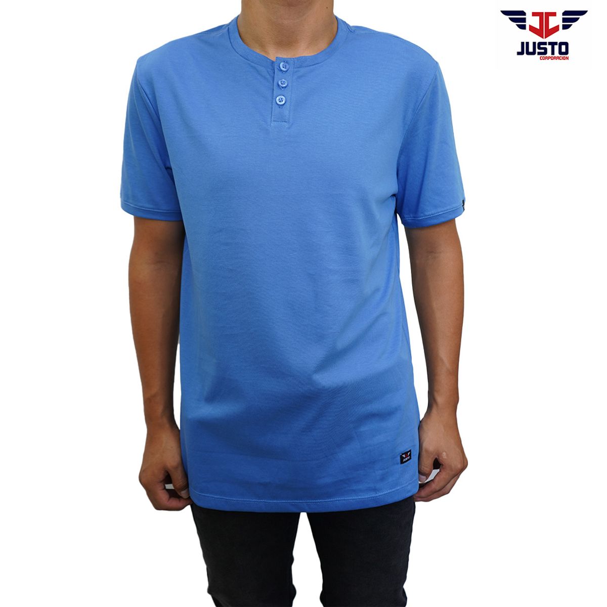 JUSTO - POLO PARA HOMBRE BLUE HENLEY BOTONES